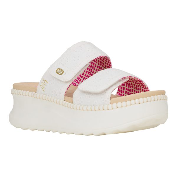 Delray Slide Eyelet - White